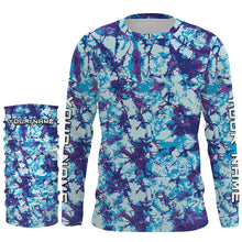 Load image into Gallery viewer, Violet and blue Tie Dye Custom printed Shirt, Blue performance UV protection Fishing shirt FSD3363