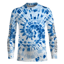 Load image into Gallery viewer, Custom blue Tie Dye long sleeve Shirts, Performance UV protection Fishing shirt FSD3368