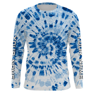 Custom blue Tie Dye long sleeve Shirts, Performance UV protection Fishing shirt FSD3368