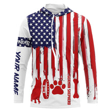 Load image into Gallery viewer, German Shepherd American flag custom Name all over print Shirts for dog Owner, dog Lovers FSD4120