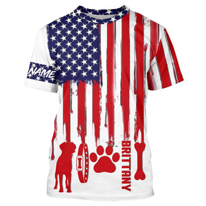 Patriotic American flag Dog T-shirt for Humans with many dog breeds to choose from FSD4144