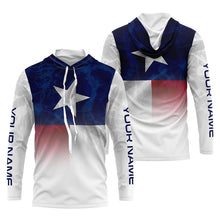 Load image into Gallery viewer, Texas flag Performance Shirts, Custom Name TX Fishing water wave UV Protection shirts for Fisherman FSD4053