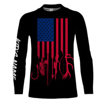 Load image into Gallery viewer, Hunting and Fishing American flag Custom Name Lightweight Long sleeve , T shirts Hunting Fishing flag Patriotic Gifts FSD2130