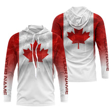 Load image into Gallery viewer, Canadian Flag Performance Shirts, Custom Name Canada Fishing water wave UV Protection shirts for Fisherman FSD4145