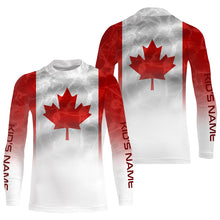 Load image into Gallery viewer, Canadian Flag Performance Shirts, Custom Name Canada Fishing water wave UV Protection shirts for Fisherman FSD4145