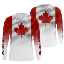 Load image into Gallery viewer, Canadian Flag Performance Shirts, Custom Name Canada Fishing water wave UV Protection shirts for Fisherman FSD4145