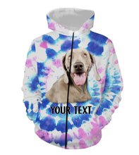 Load image into Gallery viewer, Colorful Tye Dye Spiral with Dog's Face, Custom Dog's Photo and Text 3D All Over Printed Shirt, Personalized Gift FSD2529