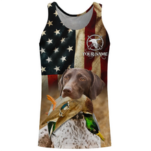 Load image into Gallery viewer, Personalized German Shorthaired Pointer Duck Hunting Dogs American flag Shirts, Hunting gifts FSD3869