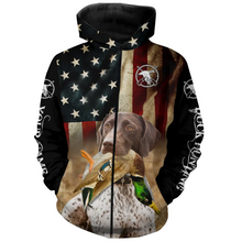 Load image into Gallery viewer, Personalized German Shorthaired Pointer Duck Hunting Dogs American flag Shirts, Hunting gifts FSD3869