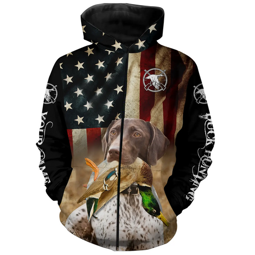 Personalized German Shorthaired Pointer Duck Hunting Dogs American flag Shirts, Hunting gifts FSD3869