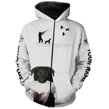 Load image into Gallery viewer, Snow Goose Hunting Clothes with dog Black Labs white Shirts Hoodie, Personalized waterfowl clothes FSD3912