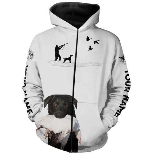 Snow Goose Hunting Clothes with dog Black Labs white Shirts Hoodie, Personalized waterfowl clothes FSD3912