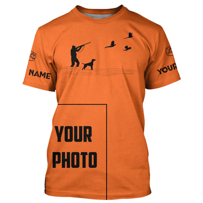 Custom Photo of Hunting Dog orange shirts for Bird Hunters FSD3914