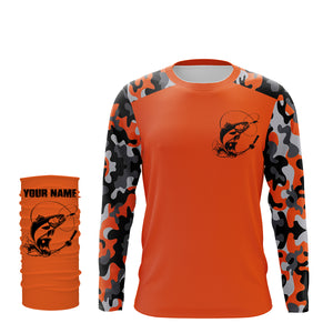 Custom Name Redfish Fishing Camouflage Orange Performance Fishing Shirt, Redfish Fishing Jerseys FSD2477