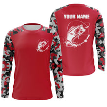 Load image into Gallery viewer, Custom Name Bass Fishing Camouflage Red Performance Fishing Shirt, Bass Fishing Jerseys FSD2867