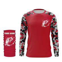 Load image into Gallery viewer, Custom Name Bass Fishing Camouflage Red Performance Fishing Shirt, Bass Fishing Jerseys FSD2867