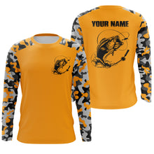 Load image into Gallery viewer, Custom Name Bass Fishing Camouflage Yellow Performance Fishing Shirt, Bass Fishing Jerseys FSD2869