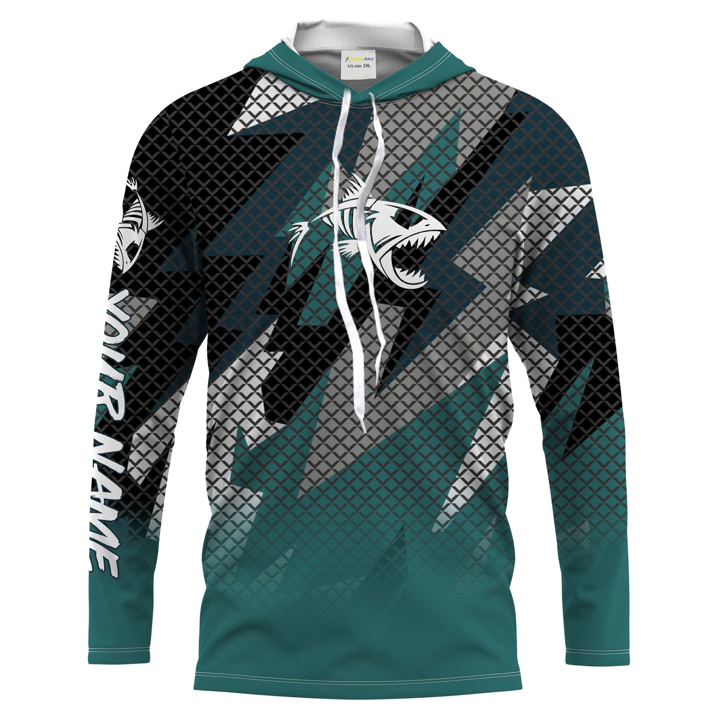 Fish Skeleton Camo Long Sleeve Tshirt Performance Fishing Shirts with UV Protection - Personalized Fishing Gifts  FSD2230