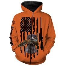 Load image into Gallery viewer, American Hunting flag Pheasant hunting with dog German Shorthaired Pointer Orange Custom Name Shirts FSD4043