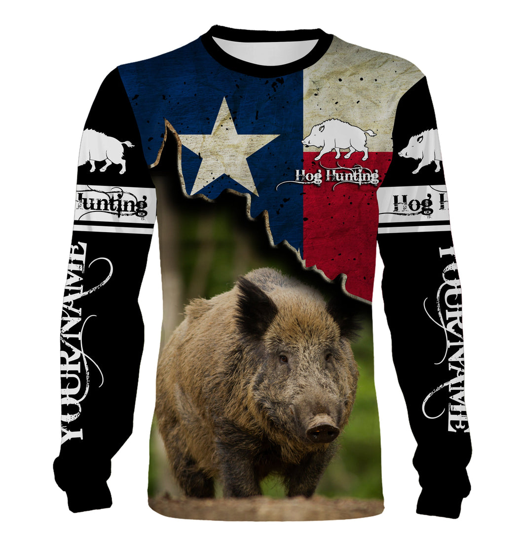 Hog Hunting Texas flag Custom Name 3D All over print Shirts - Personalized Hog Wild Boar Hunting gifts FSD3055