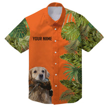 Load image into Gallery viewer, Custom Name Tropical Leaves Hawaiian Shirts With Many Hunting Dog Breeds to Choose, Personalized Gifts FSD4182
