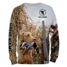 Load image into Gallery viewer, Duck hunting with Dog Chesapeake Bay Retriever Custom Name All over print Shirt, Duck hunting gifts FSD4011