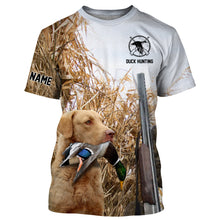 Load image into Gallery viewer, Duck hunting with Dog Chesapeake Bay Retriever Custom Name All over print Shirt, Duck hunting gifts FSD4011