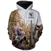 Load image into Gallery viewer, Waterfowl Duck hunting with Dog Boykin Spaniel Custom Name All over print Shirt, Duck hunting gifts FSD4012