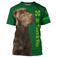 Load image into Gallery viewer, Dog St Patrick's day Shirts chocolate Labrador Retriever custom name All over printed T-shirt, Hoodie FSD3896