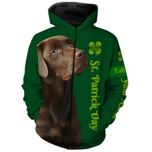 Load image into Gallery viewer, Dog St Patrick's day Shirts chocolate Labrador Retriever custom name All over printed T-shirt, Hoodie FSD3896