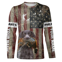 Load image into Gallery viewer, German Shorthaired Pointer dog Pheasant hunting Patriotic American flag custom Name all over print Shirts FSD4104