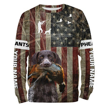 Load image into Gallery viewer, German Shorthaired Pointer dog Pheasant hunting Patriotic American flag custom Name all over print Shirts FSD4104