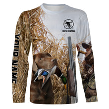 Load image into Gallery viewer, Duck hunting with Dog Chocolate Labs Custom Name All over print Shirts, Duck hunting gifts FSD4014