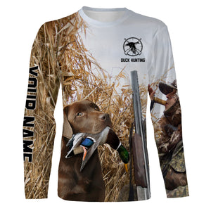 Duck hunting with Dog Chocolate Labs Custom Name All over print Shirts, Duck hunting gifts FSD4014