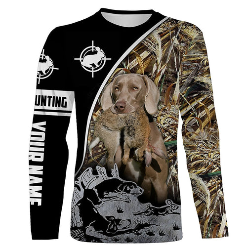 Rabbit hunting with Weimaraner custom name 3D All over print Shirts - Personalized hunting gifts FSD3764