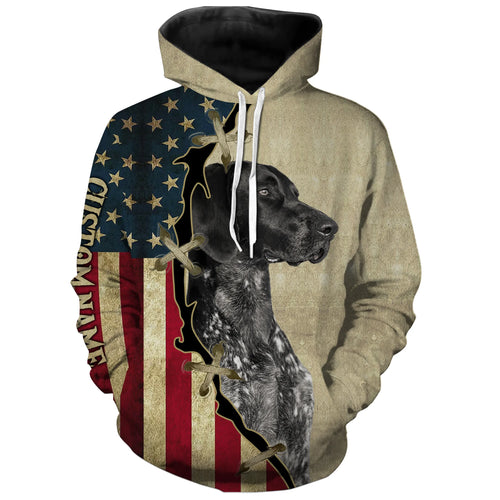 Black German Shorthaired Pointer American flag T-shirt, Hoodie - Custom Dog lover Shirt FSD3943