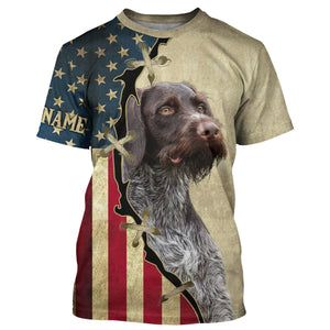 Deutsch Drahthaar American flag T-shirt, Hoodie, Long sleeve Shirt - Custom Dog lover Shirt FSD3945