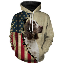 Load image into Gallery viewer, English Springer Spaniel American flag T-shirt, Hoodie, Long sleeve Shirt - Custom Dog lover Shirt FSD3946