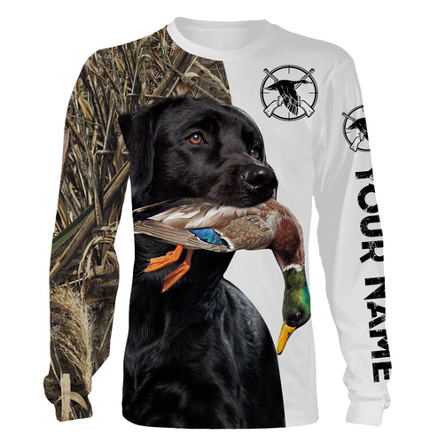 Duck Hunting With Dog Custom Name 3D Full Printing Long Sleeves Shirts FSDDUCK