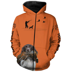 Small Munsterlander Dog Pheasant Hunting Custom name Orange Shirts for Upland hunters FSD4017
