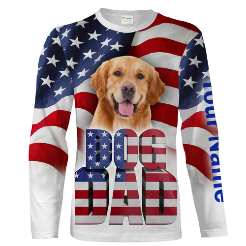 Golden retriever Dad American flag Custom Name 3D full printing shirt Retriever dog Father's day gifts FSD2387