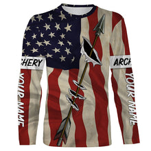 Load image into Gallery viewer, Archery Bow Hunting American flag custom Name 3D All over printed Shirts - Personalized Archers Gifts FSD3539