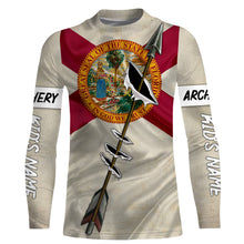 Load image into Gallery viewer, Archery Bow Hunting Florida flag custom Name 3D All over print Shirt, Archers Gifts for Adult and Kid FSD3542