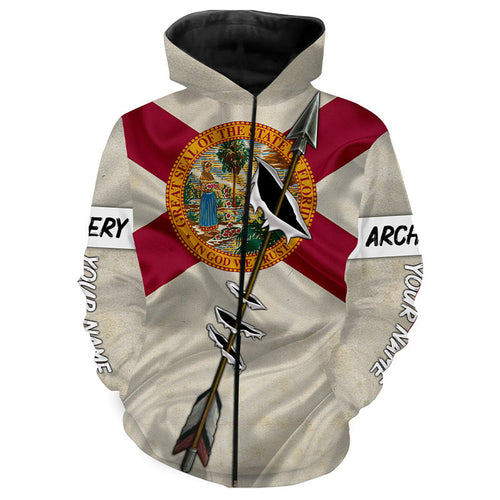 Archery Bow Hunting Florida flag custom Name 3D All over print Shirt, Archers Gifts for Adult and Kid FSD3542