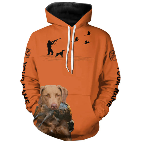 Chesapeake Bay Retriever Dog Pheasant Hunting Custom name Orange Shirts for Upland hunters FSD3954
