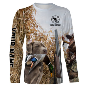 Duck hunting with Dog Silver Labs Custom Name All over print Shirts, Duck hunting gifts FSD4020