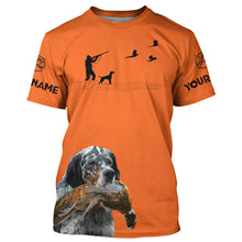 Load image into Gallery viewer, Llewellin Setter Dog Pheasant Hunting Custom name Orange Shirts for Upland hunters FSD4021