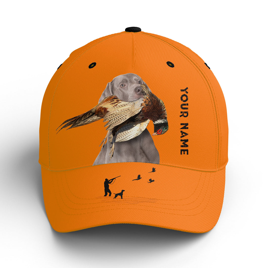 Hunting Dogs Pheasant Hunting Blaze Orange Custom Name Hat for Men, Choose hunting dog breeds FSD3967