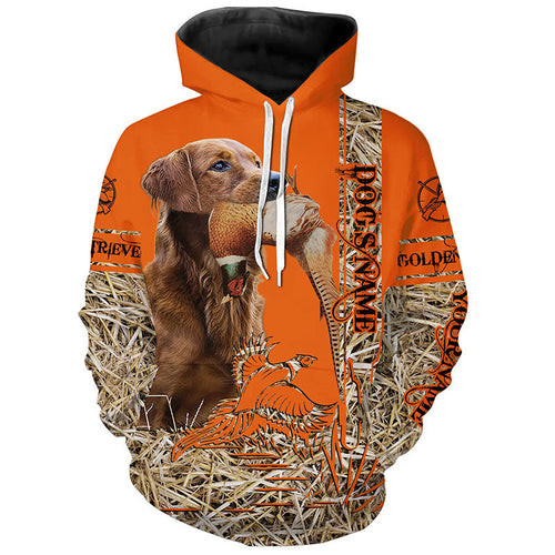 Golden Retriever Dog Pheasant Hunting Blaze Orange Hunting Shirts, Pheasant Hunting Clothing FSD4172