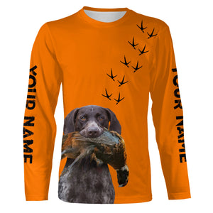 German Shorthaired Pointer Dog Pheasant Hunting Blaze Orange custom Name Hunting Hoodie, T-shirt FSD3968